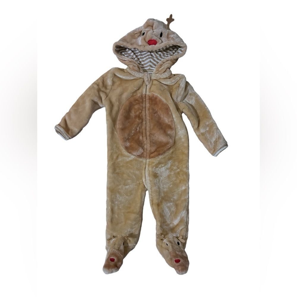 Little Beginnings Reindeer Plush Hooded Coverall 3 - 6 months